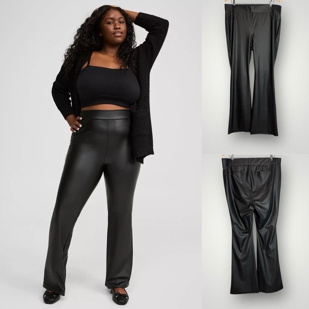 Torrid Full Length Slim Boot Leggings Size 2X Faux Leather Back Pockets Black